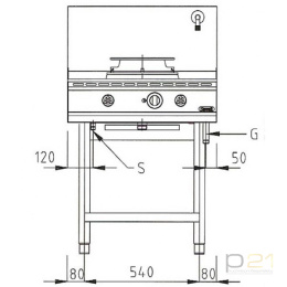 Kuchnia WOK 1-palnik-700 z przyłączem wody