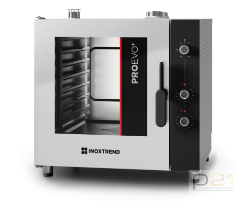 Piec konwekcyjno-parowy gazowy 7x GN1/1, sterowanie analogowe, 12 kW, ProEvo+, Inoxtrend