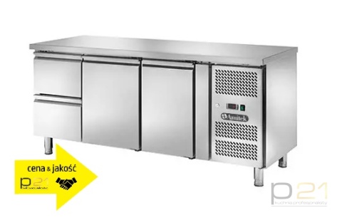 Stół chłodniczy 2-drzwiowy + 2 szuflady, agregat z boku, AK3104-10TN, Amitek