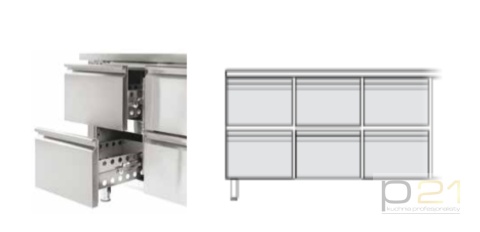 Stół chłodniczy 6-szufladowy, agregat z boku, AK3104-15TN, Amitek