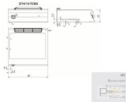 Bemar gazowy 2 x GN 1/1; 6 kW, bez podstawy, Diamante 70, D74/10TCBG, Olis