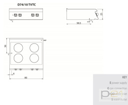 Kuchnia ceramiczna 10,4 kW, bez podstawy, Diamante 700, D74/10 TVTC, Olis