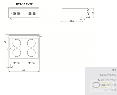 Kuchnia ceramiczna 10,4 kW, bez podstawy, Diamante 700, D74/10 TVTC, Olis Kuchnia ceramiczna 10,4 kW, bez podstawy, Diamante 700, D74/10 TVTC, Olis