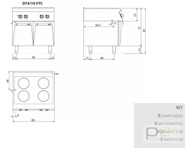 Kuchnia ceramiczna 10,4 kW, na podstawie, Diamante 700, D74/10 VTC, Olis