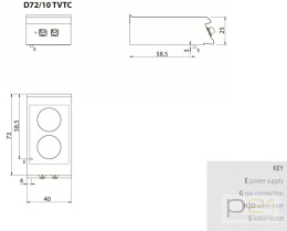 Kuchnia ceramiczna 5kW, bez podstawy, Diamante 700, D72/10TVTC, Olis