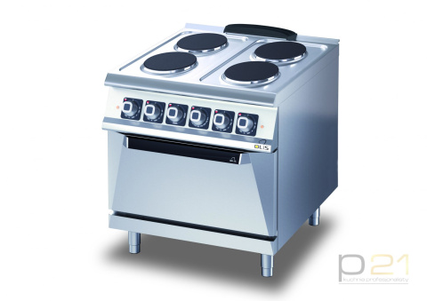 Kuchnia elektryczna 4-palnikowa okrągła z piecem 10,4+6 kW, Diamante 700, Olis Kuchnia elektryczna 4-palnikowa okrągła z piecem 10,4+6 kW, Diamante 700, Olis