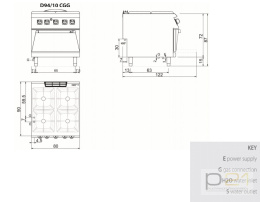 Kuchnia gazowa 4-palnikowa z piekarnikiem gazowym, 29,7 kW, Diamante 90, D94/10CGG, Olis