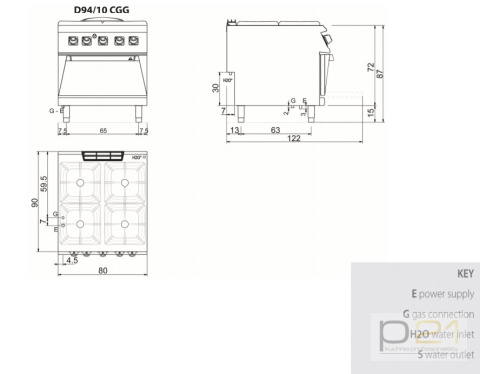 Kuchnia gazowa 4-palnikowa z piekarnikiem gazowym, 29,7 kW, Diamante 90, D94/10CGG, Olis Kuchnia gazowa 4-palnikowa z piekarnikiem gazowym, 29,7 kW, Diamante 90, D94/10CGG, Olis