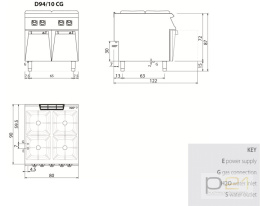 Kuchnia gazowa 4-palnikowa na podstawie, 21,7 kW, Diamante 90, D94/10CG, Olis