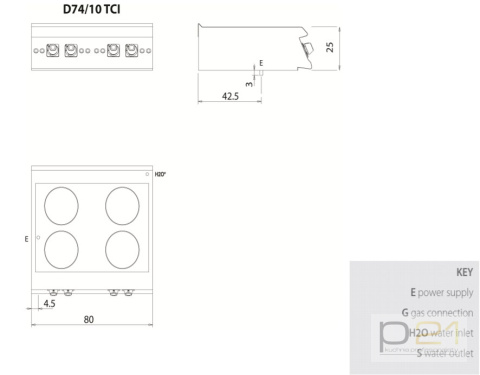Kuchnia indukcyjna 4-palnikowa, 20 kW, bez podstawy, Diamante 700, D74/10TCII, Olis Kuchnia indukcyjna 4-palnikowa, 20 kW, bez podstawy, Diamante 700, D74/10TCII, Olis