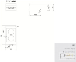 Kuchnia indukcyjna, 10 kW, bez podstawy, Diamante 700, D72/10TCII, Olis