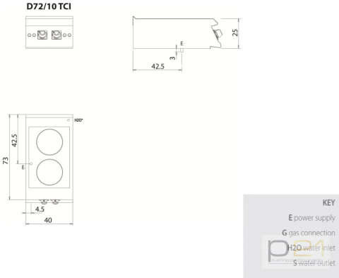 Kuchnia indukcyjna, 10 kW, bez podstawy, Diamante 700, D72/10TCII, Olis Kuchnia indukcyjna, 10 kW, bez podstawy, Diamante 700, D72/10TCII, Olis