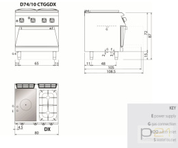 Kuchnia żeliwna, 2 palniki gazowa z piekarnikiem gazowym, 23,1 kW, Diamante 700, D74/10CTGGDX, Olis