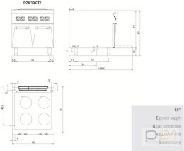 Kuchnia żeliwna, elektryczna, na podstawie, 10 kW, Diamante 700, D74/10CTE, Olis