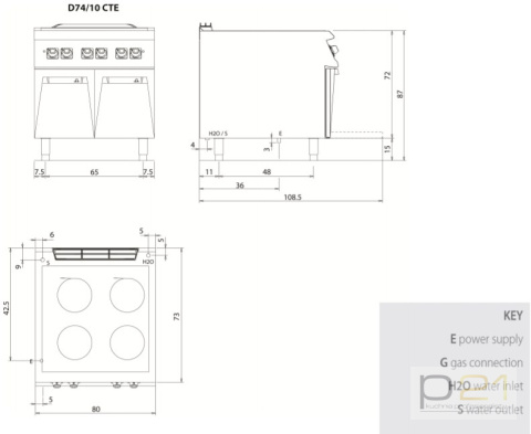 Kuchnia żeliwna, elektryczna, na podstawie, 10 kW, Diamante 700, D74/10CTE, Olis Kuchnia żeliwna, elektryczna, na podstawie, 10 kW, Diamante 700, D74/10CTE, Olis