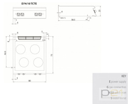 Kuchnia żeliwna, elektryczna, bez podstawy, 10 kW, Diamante 700, D74/10TCTE, Olis