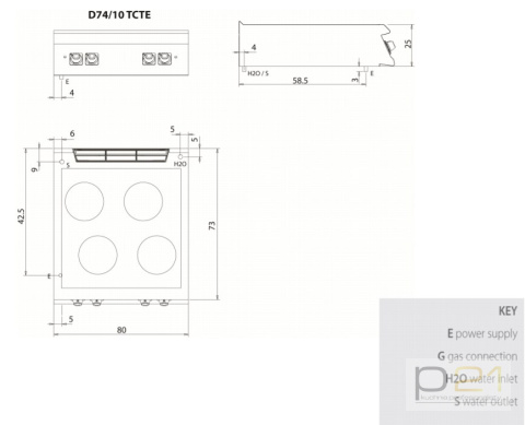 Kuchnia żeliwna, elektryczna, bez podstawy, 10 kW, Diamante 700, D74/10TCTE, Olis Kuchnia żeliwna, elektryczna, bez podstawy, 10 kW, Diamante 700, D74/10TCTE, Olis