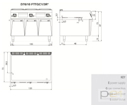 Płyta grillowa gazowa, chromowana, 1/3 ryflowana, 2/3 gładka, na podstawie, 19,5 kW, Diamante 700, D76/10FTTGC1/3R, Olis