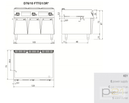 Płyta grillowa gazowa 1/3 ryflowana, 2/3 gładka, na podstawie, 19,5 kW, Diamante 700, D76/10FTTG1/3R, Olis