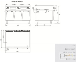 Płyta grillowa gazowa, gładka, na podstawie, 19,5 kW, Diamante 700, D76/10FTTG, Olis