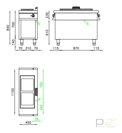 Kuchnia ceramiczna 2-palnikowa, na podstawie, 8 kW, Linia 1100, Olis Kuchnia ceramiczna 2-palnikowa, na podstawie, 8 kW, Linia 1100, Olis