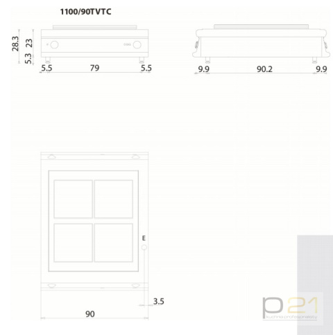 Kuchnia ceramiczna 4-palnikowa, bez podstawy, 16 kW, Linia 1100, Olis Kuchnia ceramiczna 4-palnikowa, bez podstawy, 16 kW, Linia 1100, Olis