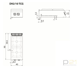 Kuchnia gazowa 2-palnikowa, bez podstawy, 10,5 kW, Diamante 90, Olis