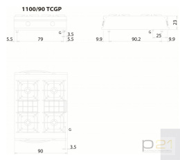 Kuchnia gazowa 4-palnikowa, bez podstawy, 40 kW, Linia 1100, Olis