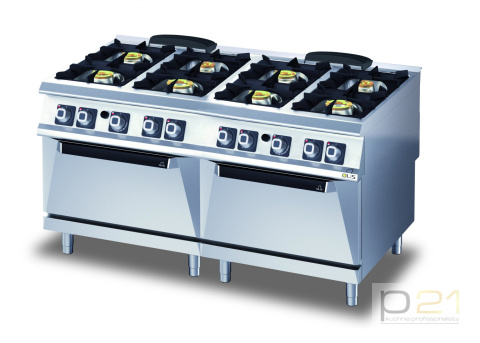 Kuchnia gazowa 8-palnikowa z 2 x piekarnik gazowy, 43,4+8+8 kW, Diamante 90, Olis Kuchnia gazowa 8-palnikowa z 2 x piekarnik gazowy, 43,4+8+8 kW, Diamante 90, Olis