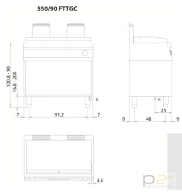 Płyta grillowa gazowa, gładka, chromowana z termostatem, 9,5 kW, Linia 1100, Olis