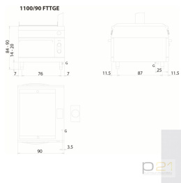 Płyta grillowa gazowa, gładka, żelazna z piekarnikiem elektrycznym, 16 + 9 kW, Linia 1100, Olis