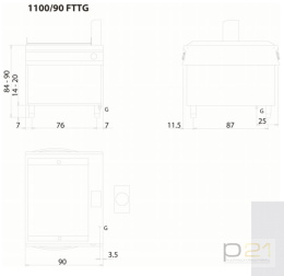 Płyta grillowa gazowa, gładka, żelazna z termostatem, 16 kW, Linia 1100, Olis