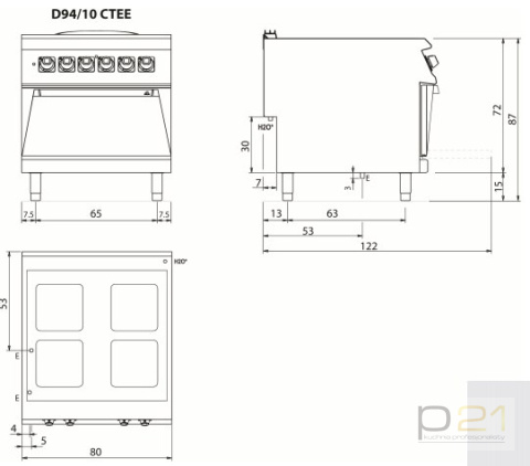 Płyta żeliwna, elektryczna, piekarnik elektryczny, 16+6 kW, Diamante 90, Olis Płyta żeliwna, elektryczna, piekarnik elektryczny, 16+6 kW, Diamante 90, Olis