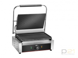 Grill kontaktowy pojedynczy, 340x230 mm, płyta ryflowana, PG35R, Amitek