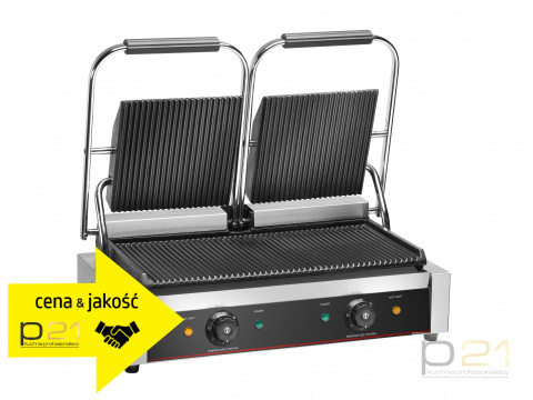 Grill kontaktowy podwójny, 475x230, płyta ryflowana, PG50R, Amitek